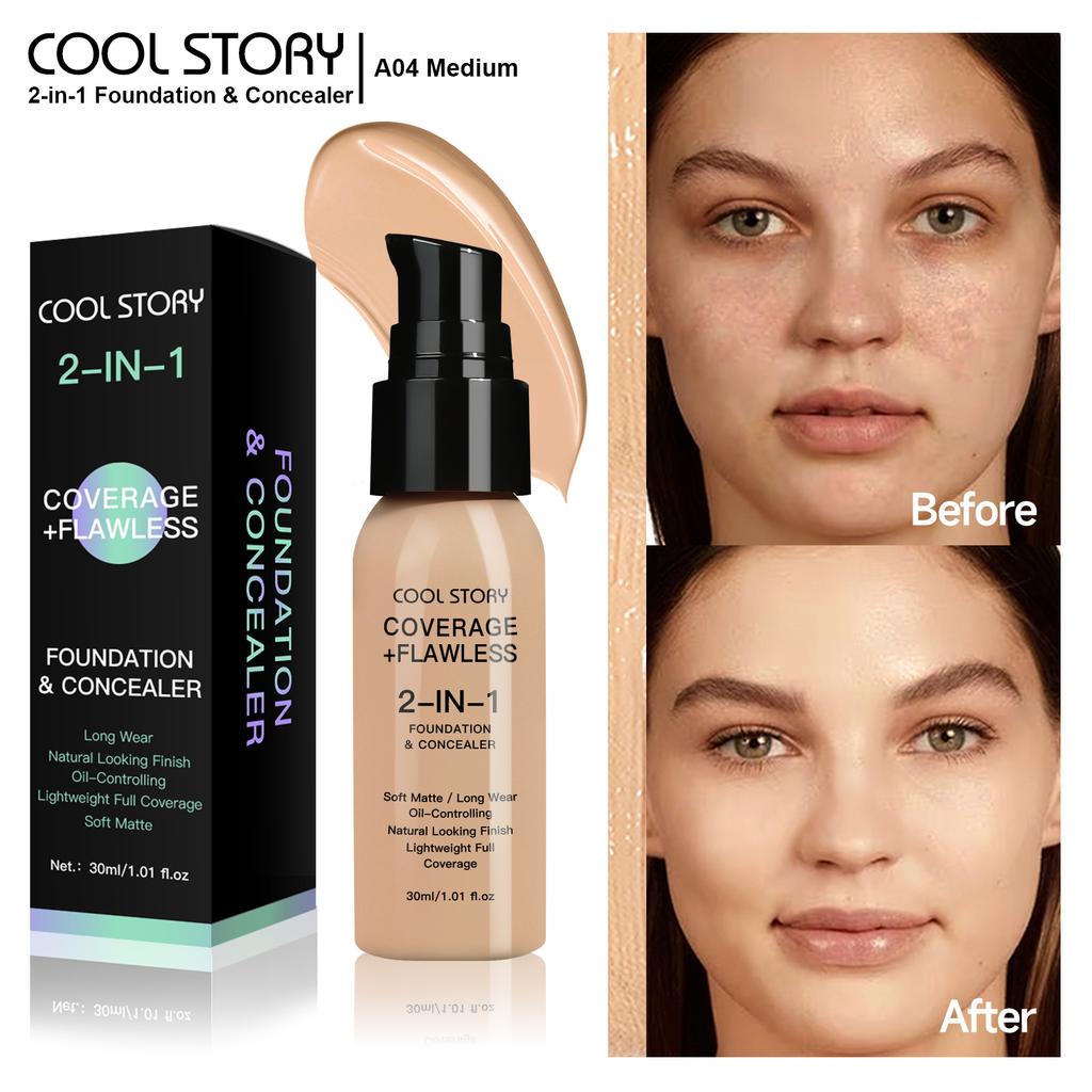 Жидкая тональная основа с полным покрытием, с контролем жирности, быстросохнущая, стойкая, не смываемая и цветостойкая основа