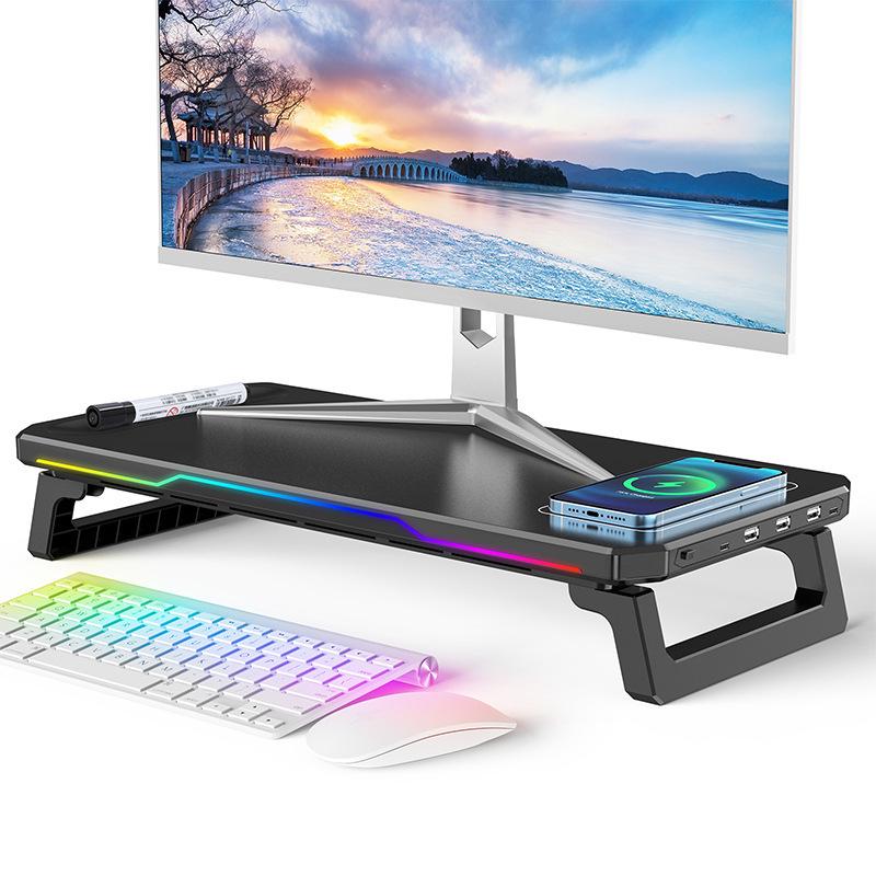 Подставка и док-станция для монитора с RGB LED: Складной настольный органайзер