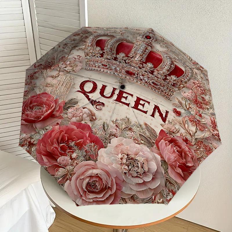 1PC Crown Queen Umbrella-8-Rib Reinforced, Automatic Open, Lightweight & Durable, Cute Fashion Accessory for Outdoor-P19
