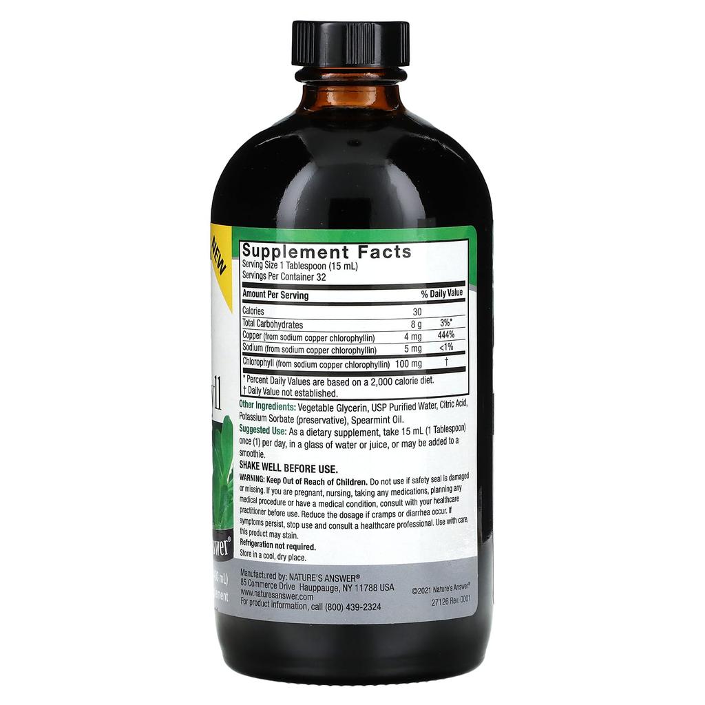 Nature'S Answer, Liquid Chlorophyll, 100Mg, 480Ml(16Fl Oz)
