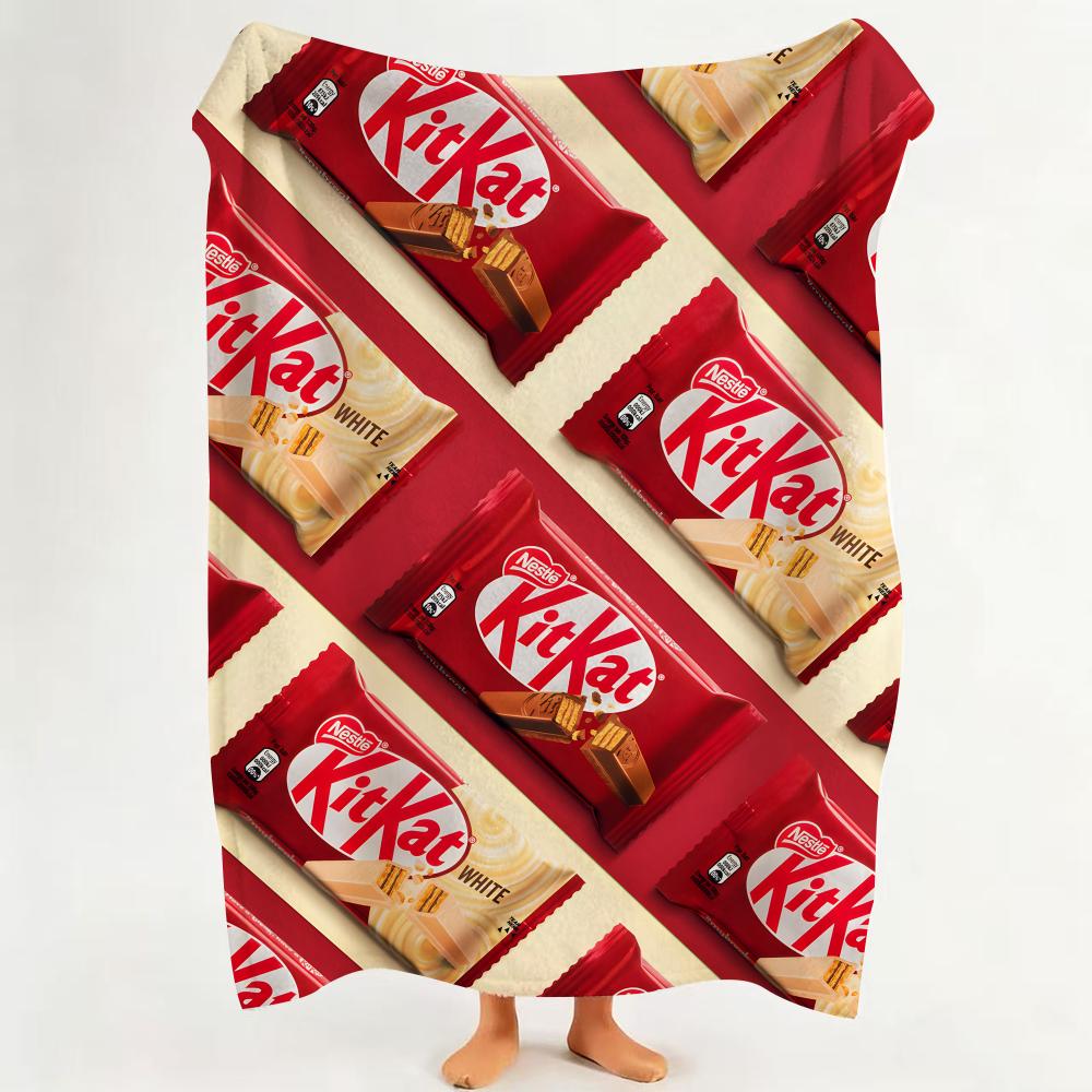 Snack K KitKat Throw Flannel Throw Blanket Suitable for Sofa Living Room Bedroom
