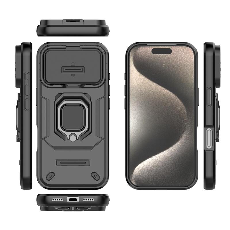 Бронированный чехол для iPhone 17 Pro Max 5G, чехол со сдвижной защитой камеры и кольцом-держателем для iPhone 17 Air Coque Capa