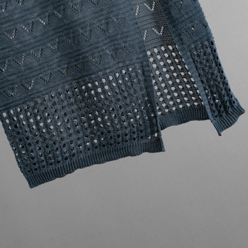 Summer Women's Short Vest Top High-waisted Thin Hollow Open-end Package Hip Half-body Skirt Two-piece Set