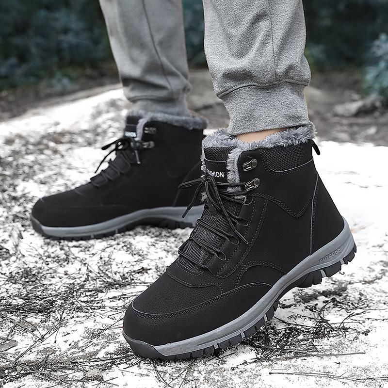 Men's Boots Winter Work Cotton Shoes Outdoor Wear-resistant Thick Sole Fashion Plush Warmth Casual Snow Boots for Women 2024