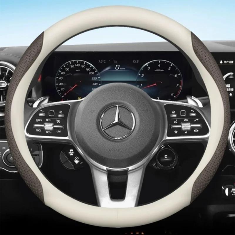 CQM1 Leather Car Steering Wheel Cover for Mercedes Benz E53 E63 S580e S680 CLA250 CLA35 CLA45 CLE53 GT53 GT63 GT55 A35 Accessories