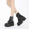 Woman Lace Autumn Boots Womens Ladies Chunky Wedge Platform Black Patent Leather Ankle Boots Punk Goth New Arrival2024