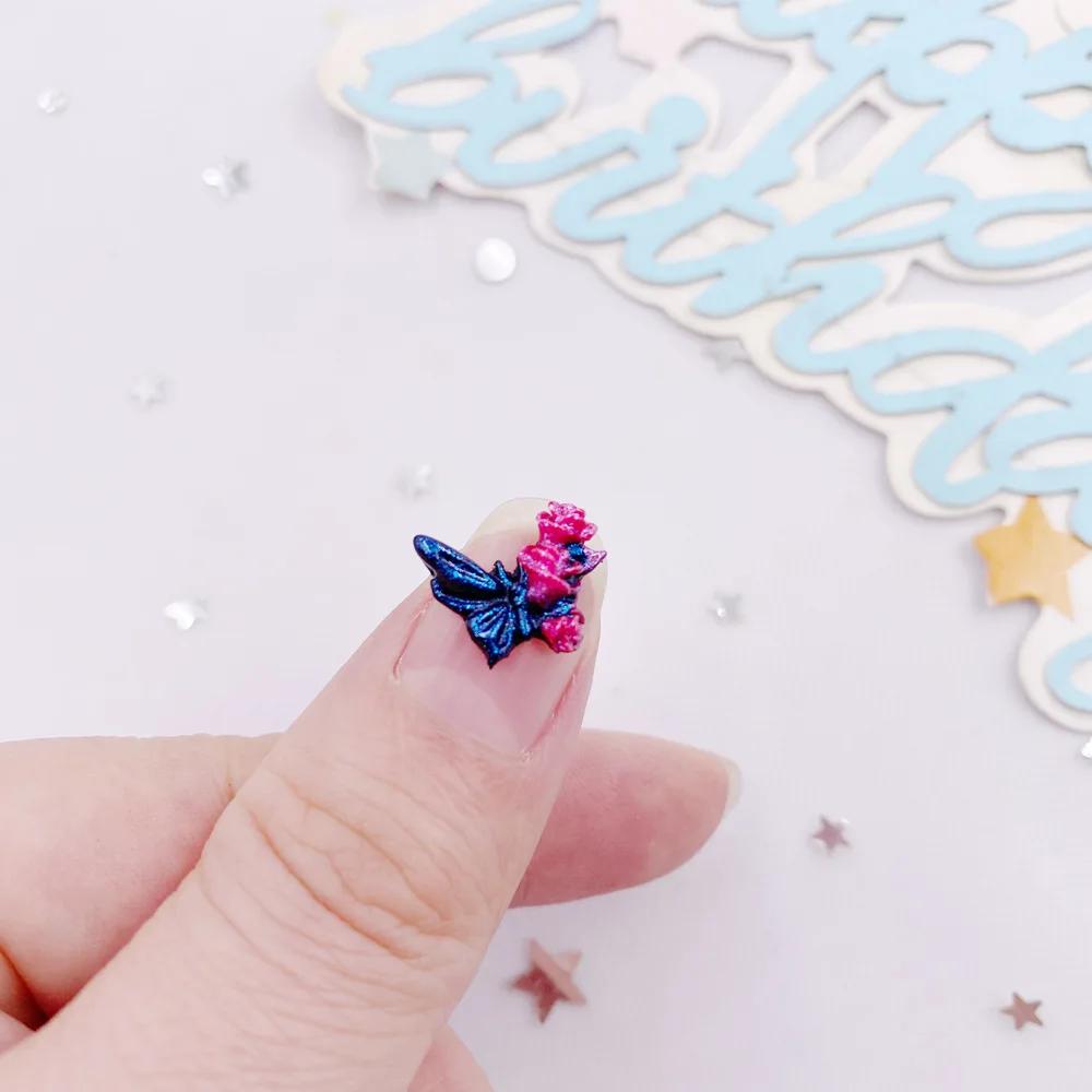 50 шт. смоляных разноцветных блесток в виде роз и бабочек для свадебного нейл-арта с плоским основанием, стразы для скрапбукинга, аппликация своими руками, декор, ювелирные изделия, аксессуары