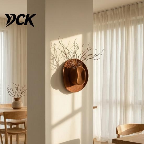 Living Room Decor Cowboy Hat Shaped Wall Mounted Vase, Western Retro Flower Artificial Floral Vase Holder for Dried Flowers, Farmhouse Hanging Planter