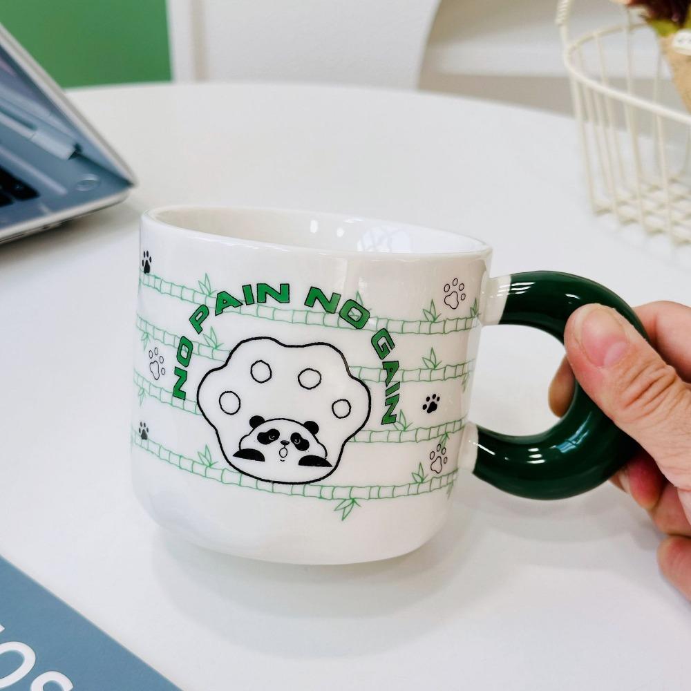 Cartoon Bear Embossed Ceramic Cup with Handle Single Cup Cute Girl Office Drinking Mug High Temperature Resistant Gift Cup