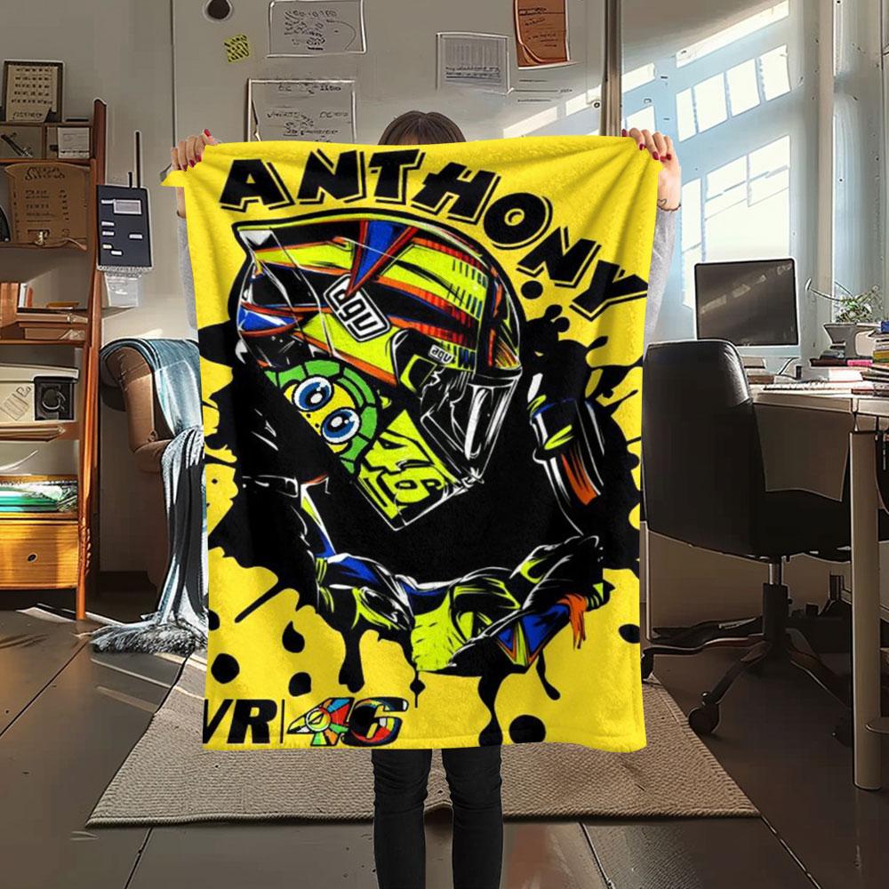 Anthony Vr46 Graffiti Helmet Blanket Sofa Blanket Camping Trip Sheet Christmas Gifts Bedroom