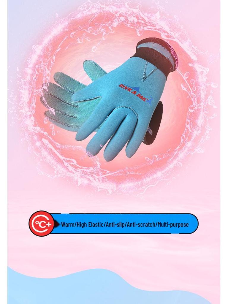 Детские нескользящие неопреновые перчатки для плавания 3 мм - Теплые, износостойкие, защищающие от царапин, для дайвинга и снорклинга.