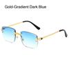 High Quality Cut Edge Rectangular Sunglasses Rimless Gradient Lens Shades  for Women & Men