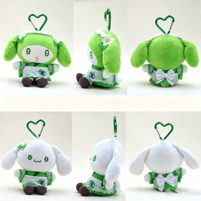 Sanrio Зеленый Хелло Китти Синнаморолл Мелоди Куроми Плюшевая Игрушка Брелок Для Милого Автомобильного Украшения И Подарок Для Детей