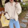 Korean Cardigan Sweater Women Autumn French Retro Temperament Loose Short O Neck Long Sleeve Cardigan Knit Sweater Female Tops