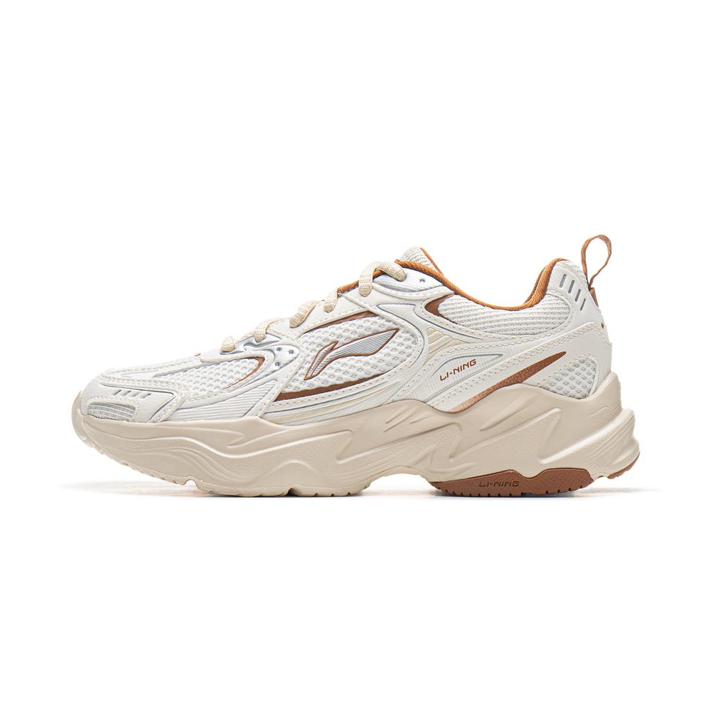 Li Ning Shooting Stars 2K Амортизирующие Нескользящие Износостойкие Низкие Массивные Кроссовки Женские Белый Коричневый AGCU358-2