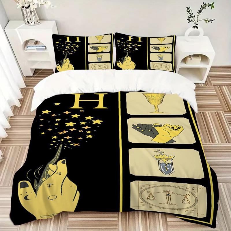 3pcs Harry Potter Bedding Set, Soft Polyester Duvet Cover and Pillowcases Machine Washable Seasons all suitable 75