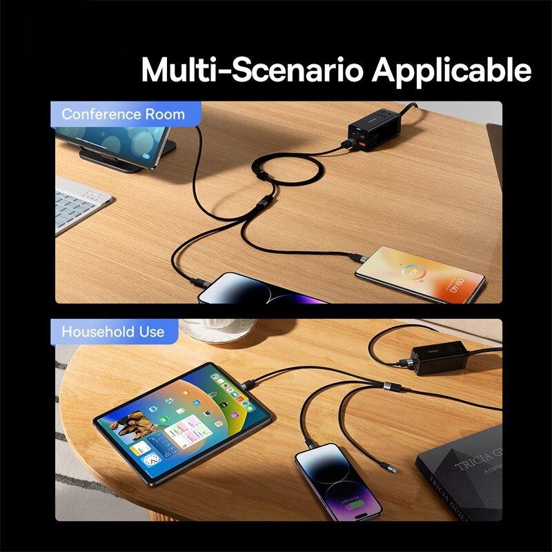 Baseus 3-в-1 USB-кабель Micro USB Type-C Быстрая зарядка Micro USB Type-C Кабель для передачи данных Для IP 14 13 Samsung Huawei
