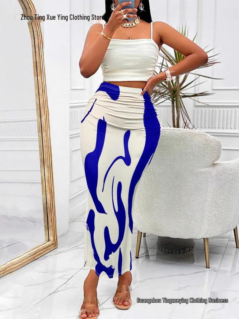 Европейская и американская женская юбка-рыбка с принтом зебры и высокой талией