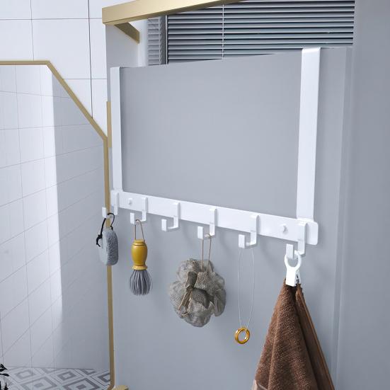 Стеллаж для хранения над дверью с 6 крючками, прочный, нержавеющий, компактный органайзер, вешалка для пальто, вешалка для полотенец, товары для дома