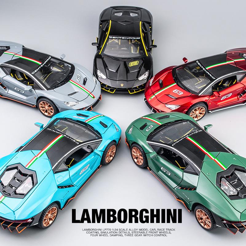 Масштаб 1/24 Lambo LP770-4, литая под давлением модель автомобиля, игрушечный автомобиль с откатным механизмом, звуком и светом для детей, коллекция подарков для мальчиков и девочек