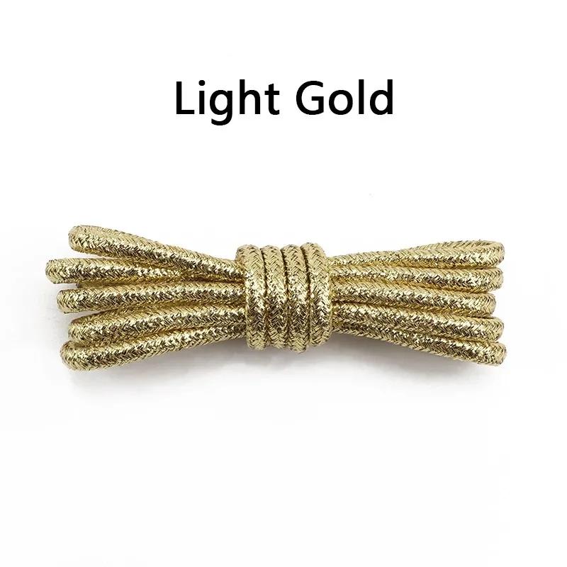 Fashion Color Flash Shoelaces Outdoor Sport Wear Resistant Circular Sports Shoelaces Metallic Luster Gold Silver Flat Shoe Laces