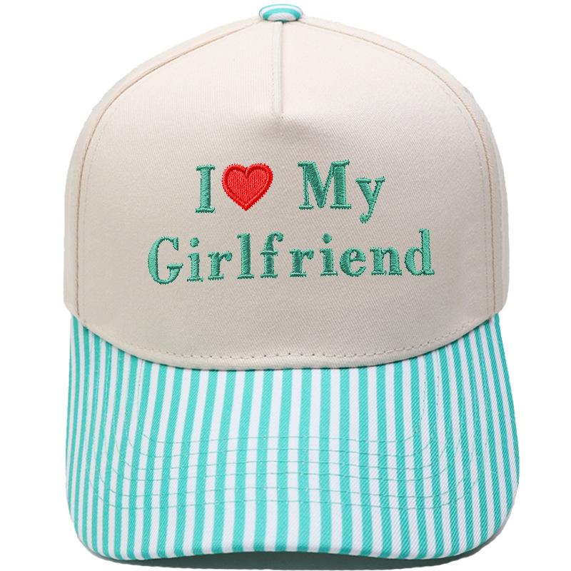 My Girlfriend Love Embroidery Truck Driver Hat Color Matching Vintage Men's and Women's Casual Sun Hat