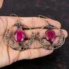 Faceted Kashmir Ruby Gemstone Earring Copper Wire Wrapped Earrings Handmade Earring Awesome Copper Jewelry Stylish Earring Anniversary Gift