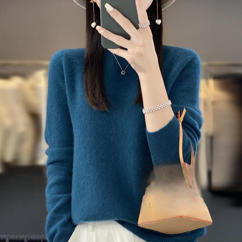 DAFIFY Женская мода повседневная осень-зима однотонный принт длинный рукав O-образный вырез свитера