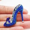 Винтажная брошь-булавка 'Синяя леди', туфля на высоком каблуке, посеребренная, со стразами, кристаллами, модная, роскошная, женская, для вечеринки, нагрудная, подарок для светской львицы