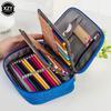 Universal 72 Holes School Cases 3 Compartments School Canvas Pencil Case Fabric Pen Bag Box Pouch For Artist Stationery Supplies