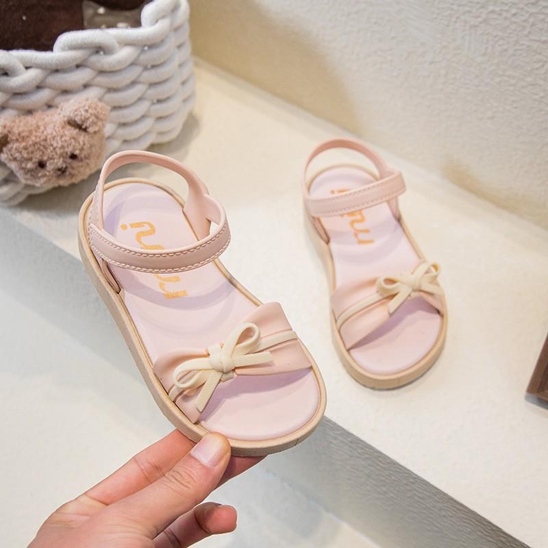 2026New Summer Sandals for Girls Soft-soled non-slip princess shoes Children's Bowknot Open-Toe Beach Shoes