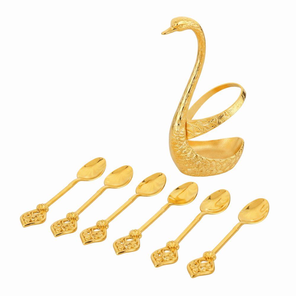 6Pcs Elegant Luxury Dessert Utensils Zinc Zinc Zinc Alloy Dessert Spoon Coffee Spoon Table Decoration