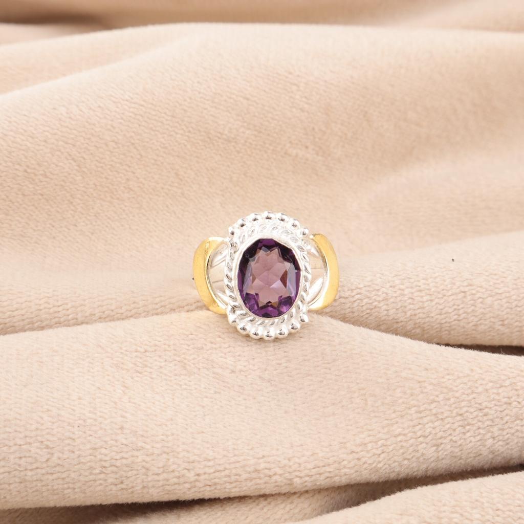Natural Amethyst Gemstone 925 Sterling Silver Jewelry Handmade Ring For Wedding RR-61-16