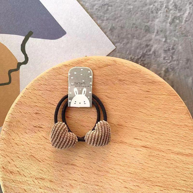 2pcs Velvet Heart Plaid Star Button Princess Headwear Kids Elastic Hair Bands Children Hair Ties Ropes Girls Accessories Baby Headdress