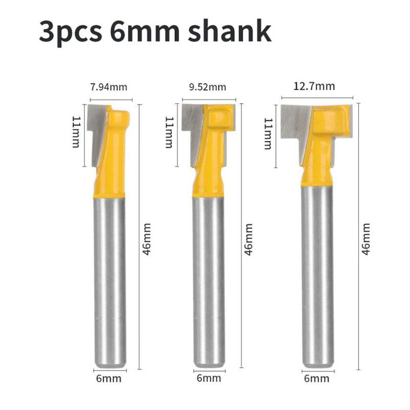 1/3 шт., фреза с Т-образным пазом, шестигранный болт, отверстие для ключа, замочная скважина 6,35 мм, 6 мм, 8 мм, хвостовик, деревообрабатывающий фрезерный станок, концевая фреза