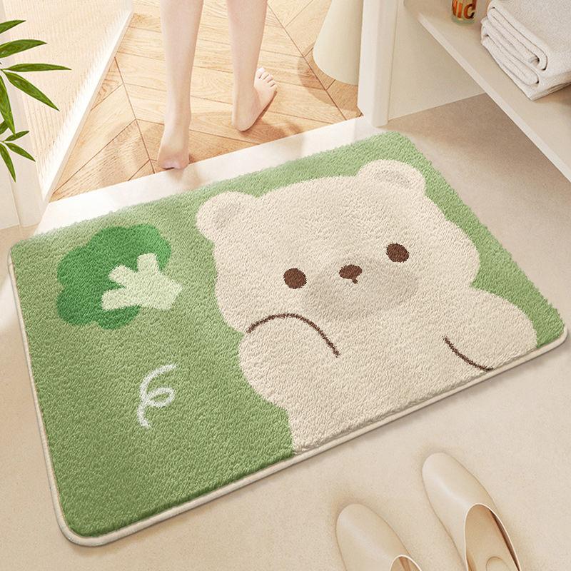 Bathroom Absorbent Floor Mat, Toilet Door Dirt-resistant Non-slip Foot Mat, Bathroom Carpet Cartoon Bedroom Household Floor Mat