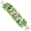 Prehnite, Tsavorite Gemstone 925 Sterling Silver Bracelet 7-8"