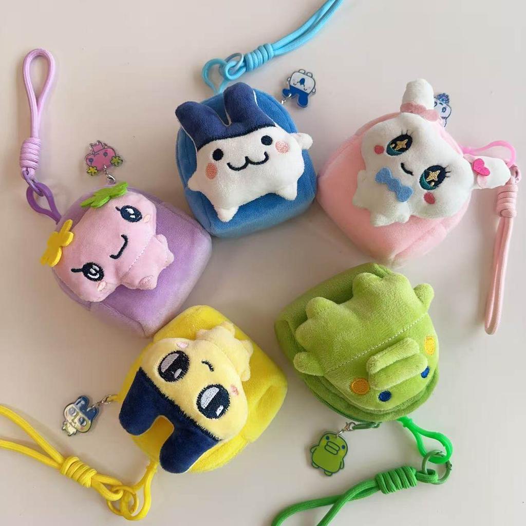 Cartoon Tamagotchi Charms Cute Mametchi Lovelin Kuhcipatchi Model Pendant Keychain Coin Purse Collectible Decoration Kids Gifts
