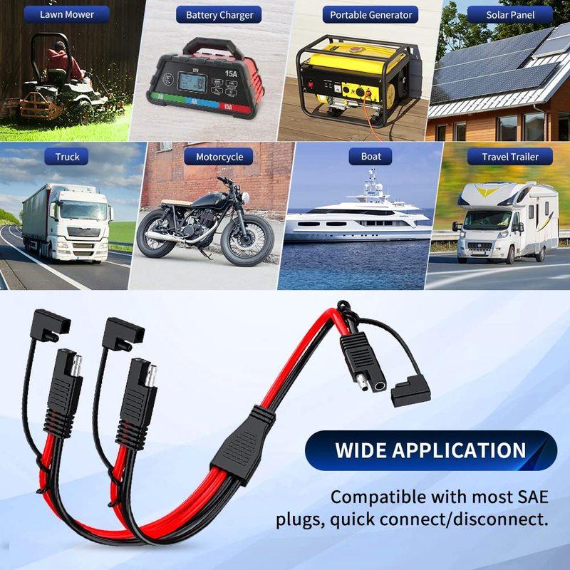 Anchtek 10AWG 1 to 2 SAE to SAE Extension Cable SAE DC Power Automotive Adapter Cable SAE Plug for Solar Panel Battery Charger