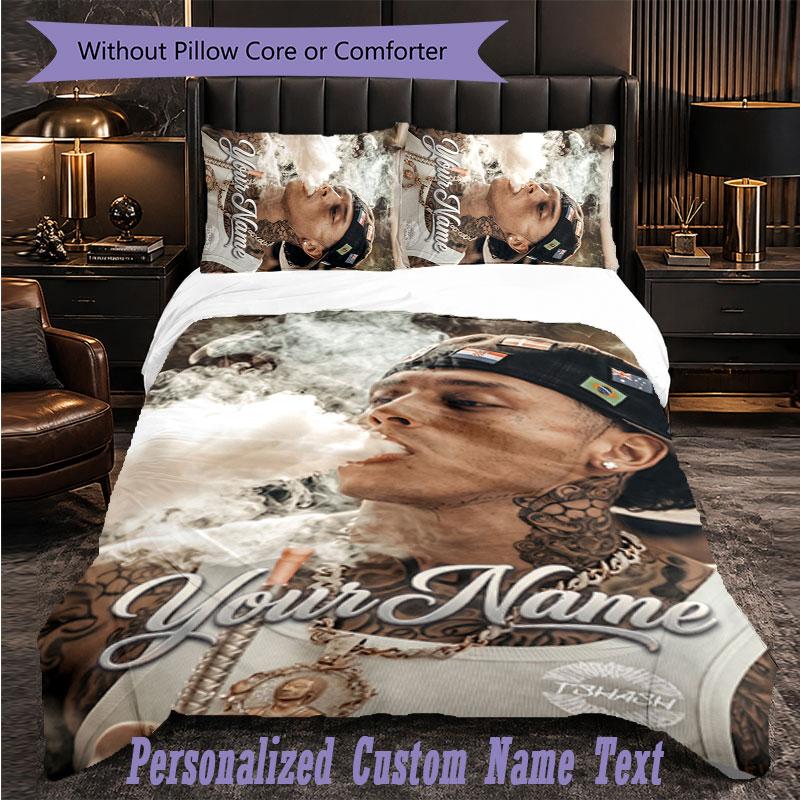 Personalized 3Pcs Bedding SetCentral Cee Custom Text Duvet Cover Pillowcase Set Bedroom Gift