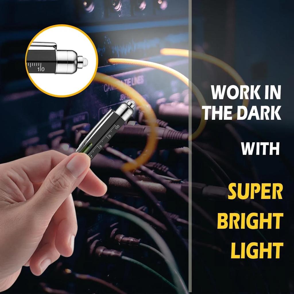 Многофункциональная ручка (стилус, шариковая ручка, 6 стержней, 4-дюймовая линейка, уровень, крестовая отвертка, светодиод)