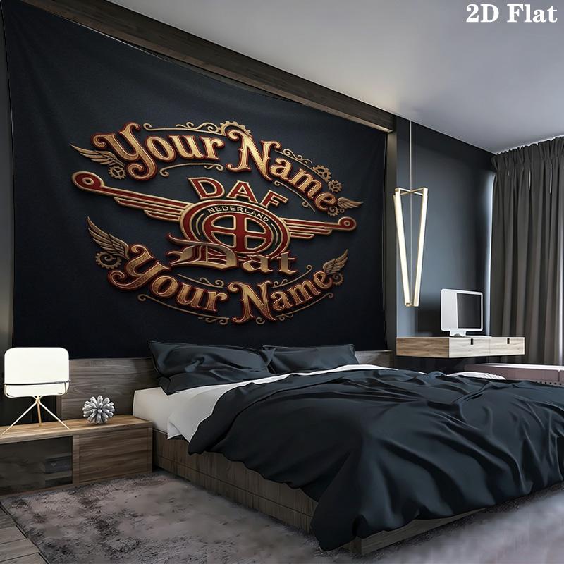 Daf Team Custom Name Wall Tapestry Aesthetic Wall Hanging Printed Fabric Blanket Decorative Tapestries For Bedroom Living Room Home Decor