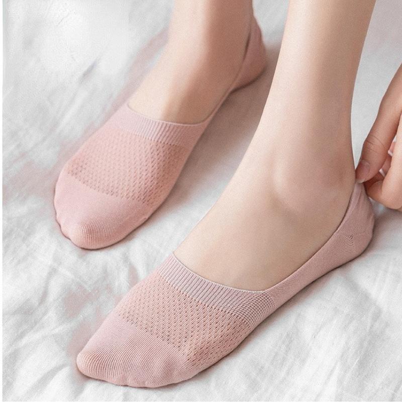 Летние ультратонкие дышащие носки-тапочки однотонные с низким вырезом носки-лодочки силиконовые противоскользящие невидимые носки EMA