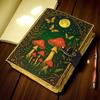 Handmade Leather Journal – Enchanted Forest Mushroom Leather Journal – Handmade Deckle Paper Notebook 5x7" 200 Page