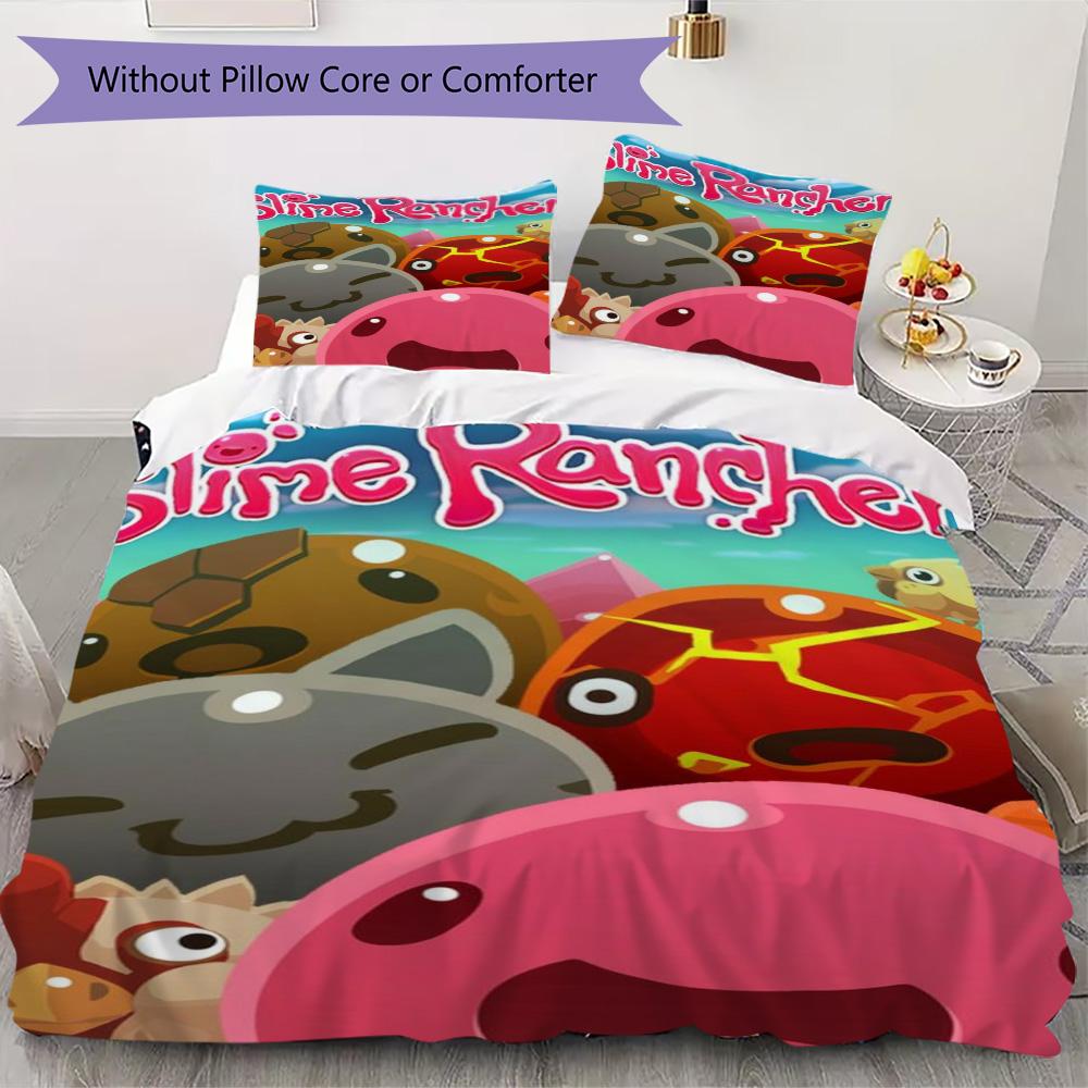 Slime Rancher print Pattern Bedding,Quilt Set Quilt Cover Pillowcase Home Birthday Gift (1*duvet cover+2*pillowcase,without core)XSJT0917479