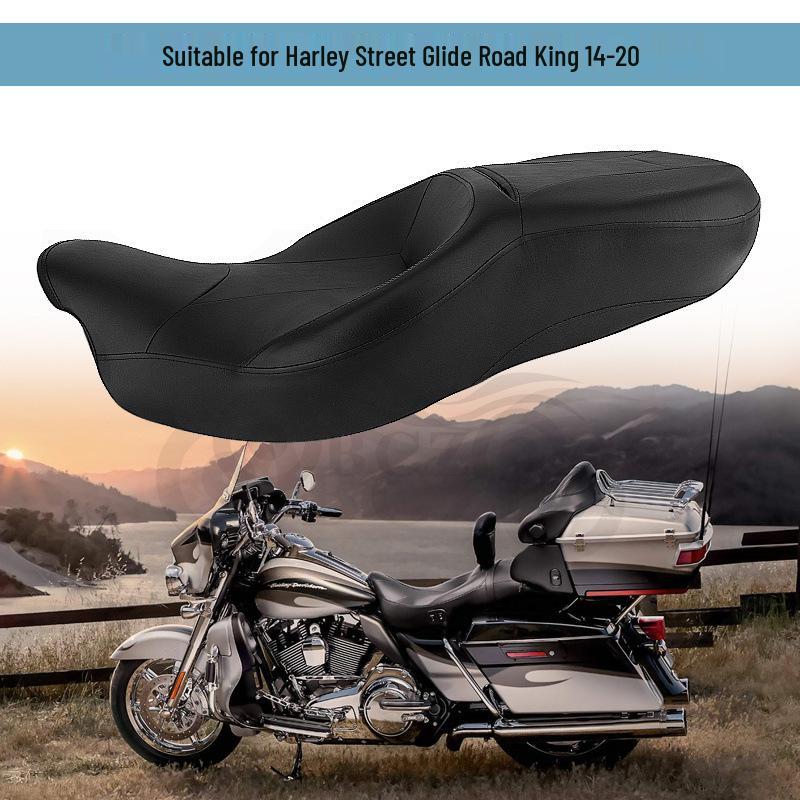 Integrated Luxury Leather Motorcycle Seat Cushion for Harley Glide (1996-2020)