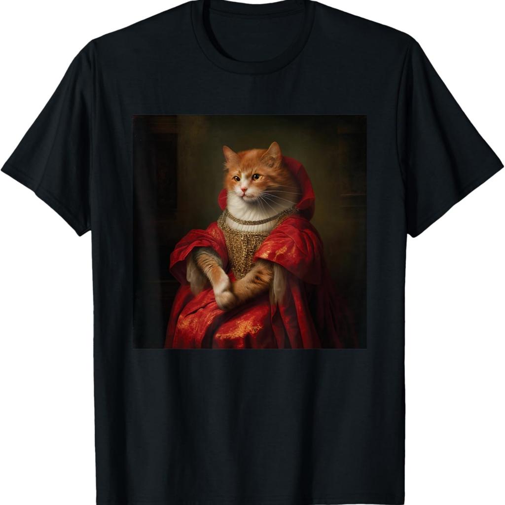 cute Noble Cat Art Painting Lover cats medieval kitty kitten T-Shirt for Men Women Girls Kids
