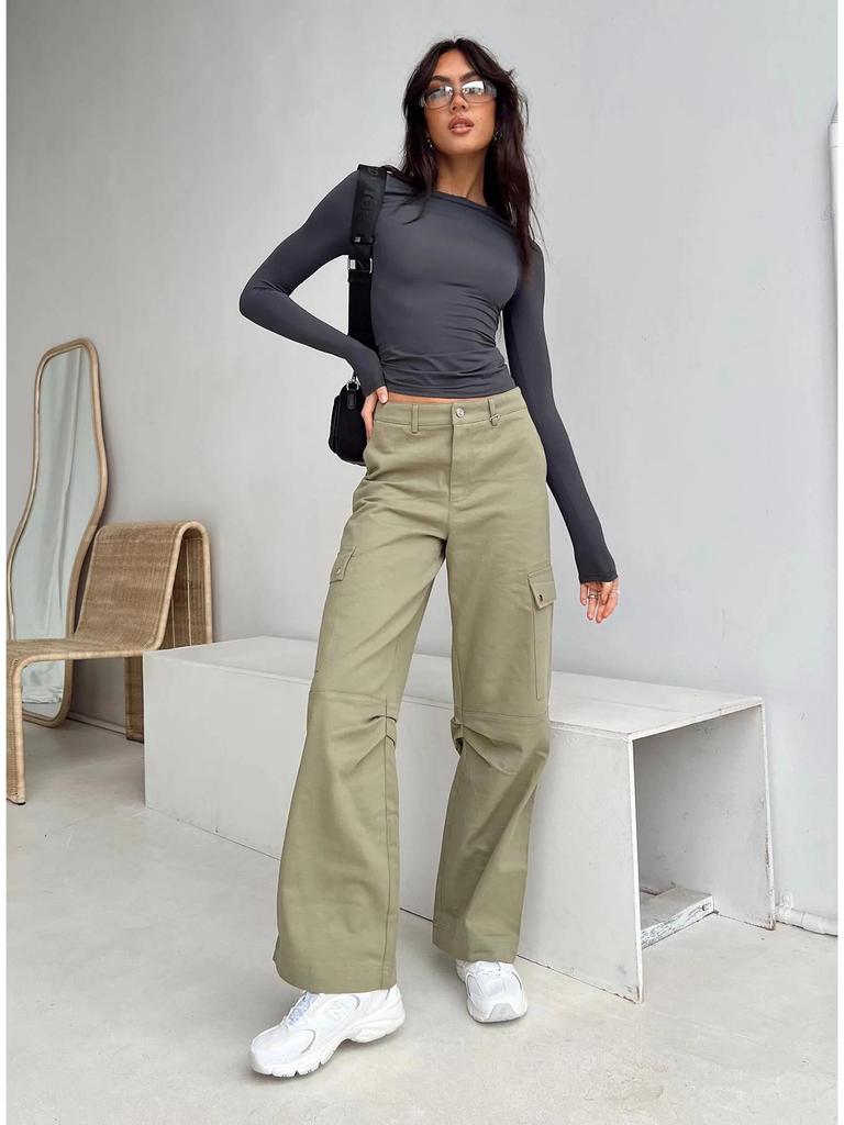 2023 Женская футболка с длинным рукавом, приталенная, нестандартная, однотонная, с круглым вырезом