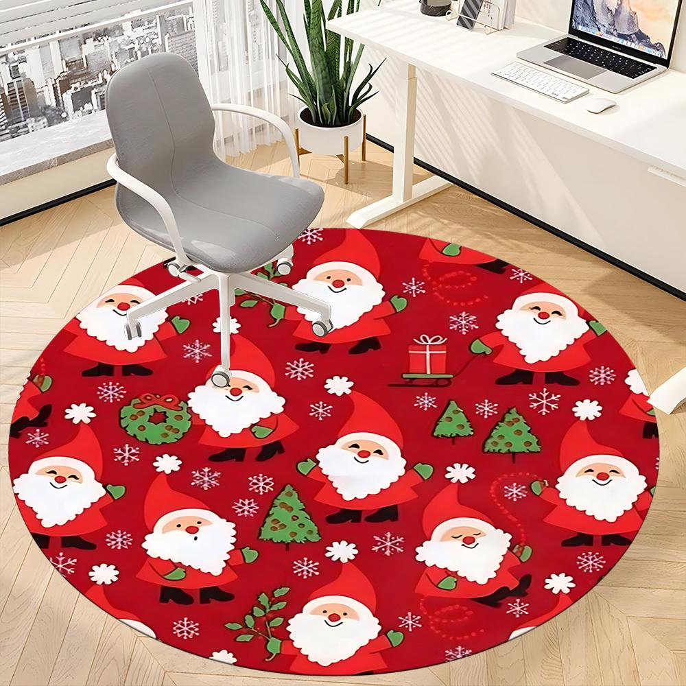 1pc Santa Claus Chair Carpet for Office, Round Non-Slip Durable Large Size Office Carpet, Suitable for Office, Beautiful Decoration