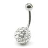 White Navel Crystal Jewel Bar 12 Mm and Steel Ball